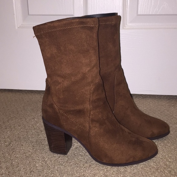 brown suede sock booties